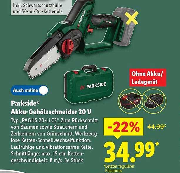Parkside® Akku-Geölzschneider 20 V