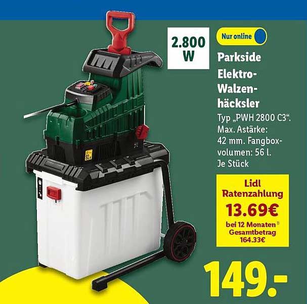 Parkside Elektro-Walzenhäcksler Typ „PWH 2800 C3“