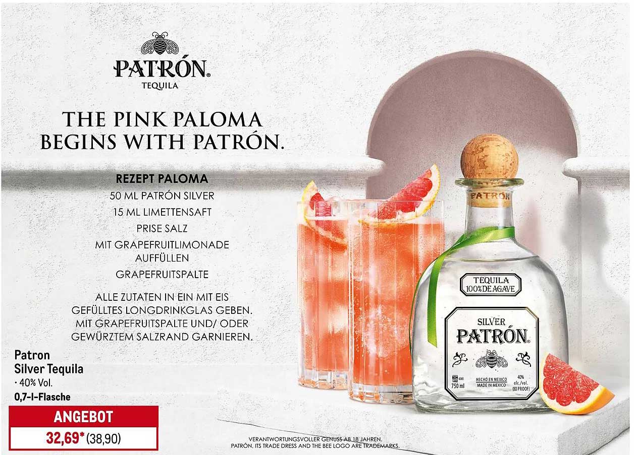 Patrón Silver Tequila 0,7 l Flasche für den perfekten Genuss