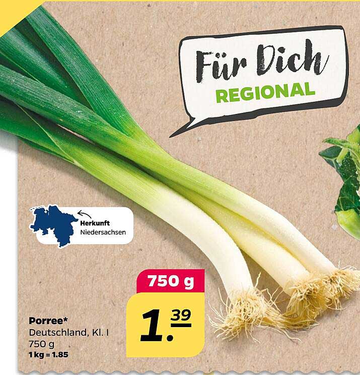 Porree* Deutschland, Kl. I 750 g für 1,39