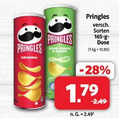 Pringles verschiedene Sorten 165-g-Dose