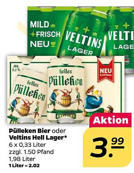 Pülekken Bier oder Veltins Hell Lager 6 x 0,33 Liter