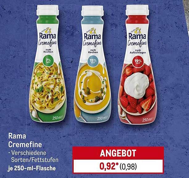 Rama Cremefine – verschiedene Sorten/Fettstufen je 250-ml-Flasche
