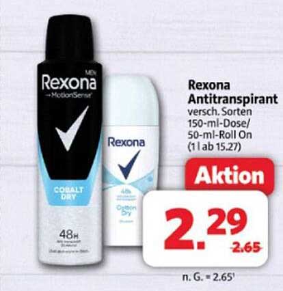 Rexona Antitranspirant 150-ml-Dose oder 50-ml-Roll-On