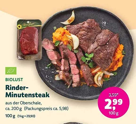Rinder-Minutensteak aus der Oberschale