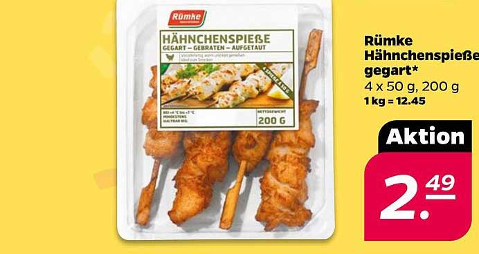 Rümke Hähnchenspieße gegart – gebraten – aufgetaut, 200 g