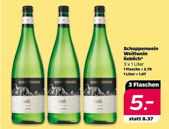 Schoppenwein Weißwein lieblich - 3 Flaschen