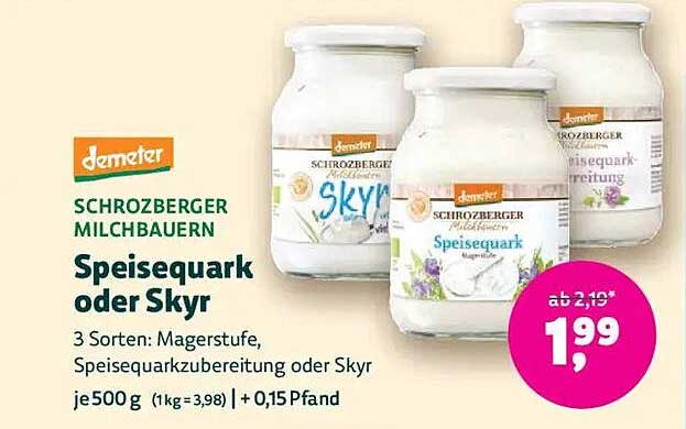 Schrozberger Speisequark oder Skyr 500 g - Demeter-Qualität