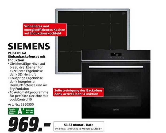 SIEMENS PQ613P1AA Einbaubackofenset mit Induktion