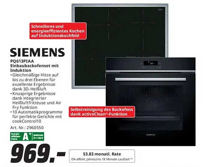 SIEMENS PQ613P1AA Einbaubackofenset mit Induktion