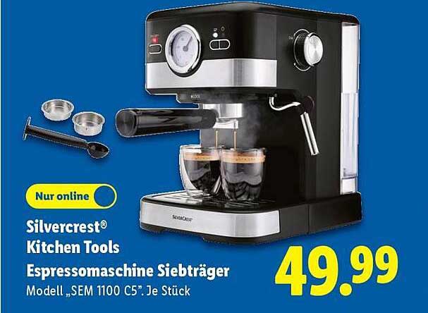 Silvercrest® Kitchen Tools Espressomaschine Siebträger Modell „SEM 1100 C5“
