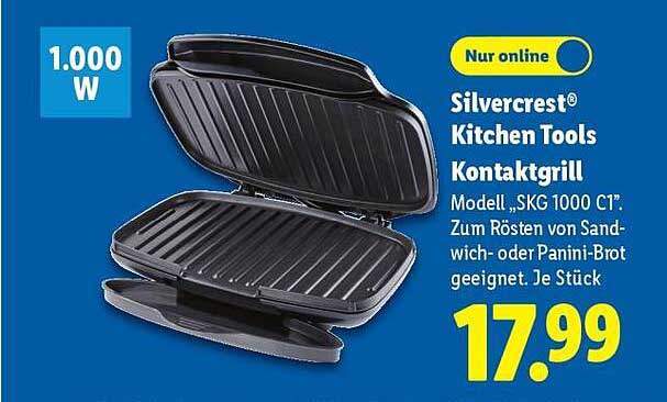 Silvercrest® Kitchen Tools Kontaktgrill Modell „SKG 1000 C1”
