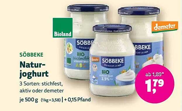 SÖBBEKE Naturjoghurt - 3 Sorten: stichfest, aktiv oder demeter