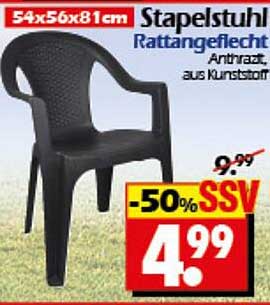 Stapelstuhl Rattangeflecht Anthrazit aus Kunststoff
