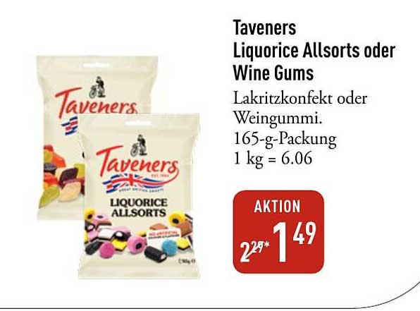 Taveners Liquorice Allsorts oder Wine Gums