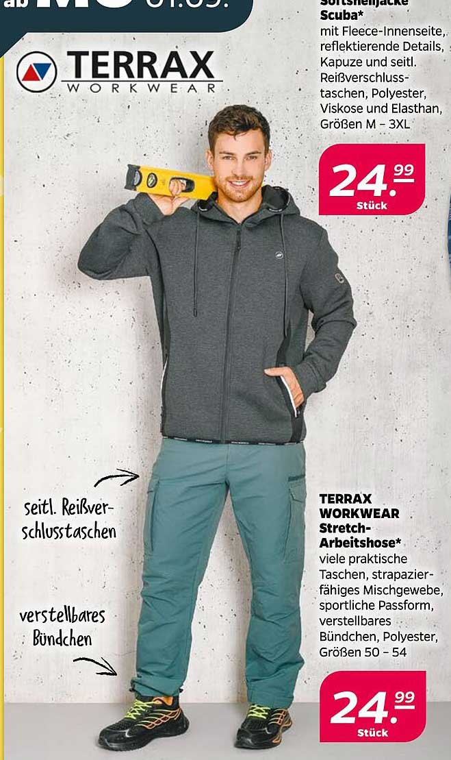 TERRAX WORKWEAR Softshelljacke Scuba und Stretch-Arbeitshose