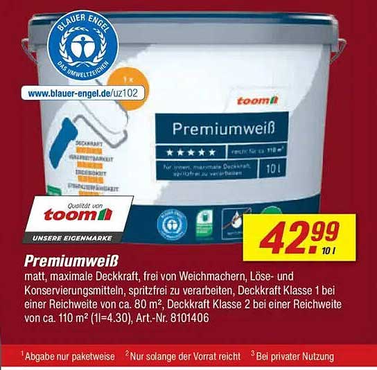toom Premiumweiß 10 l - der ideale Wandbelag für Ihr Zuhause