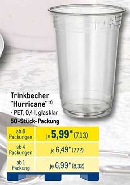 Trinkbecher "Hurricane" – 50 Stück