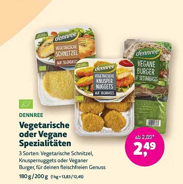 Vegetarische oder Vegane Spezialitäten von dennree