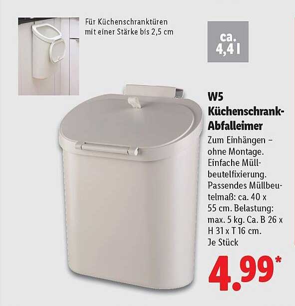 W5 Küchenschrank-Abfalleimer