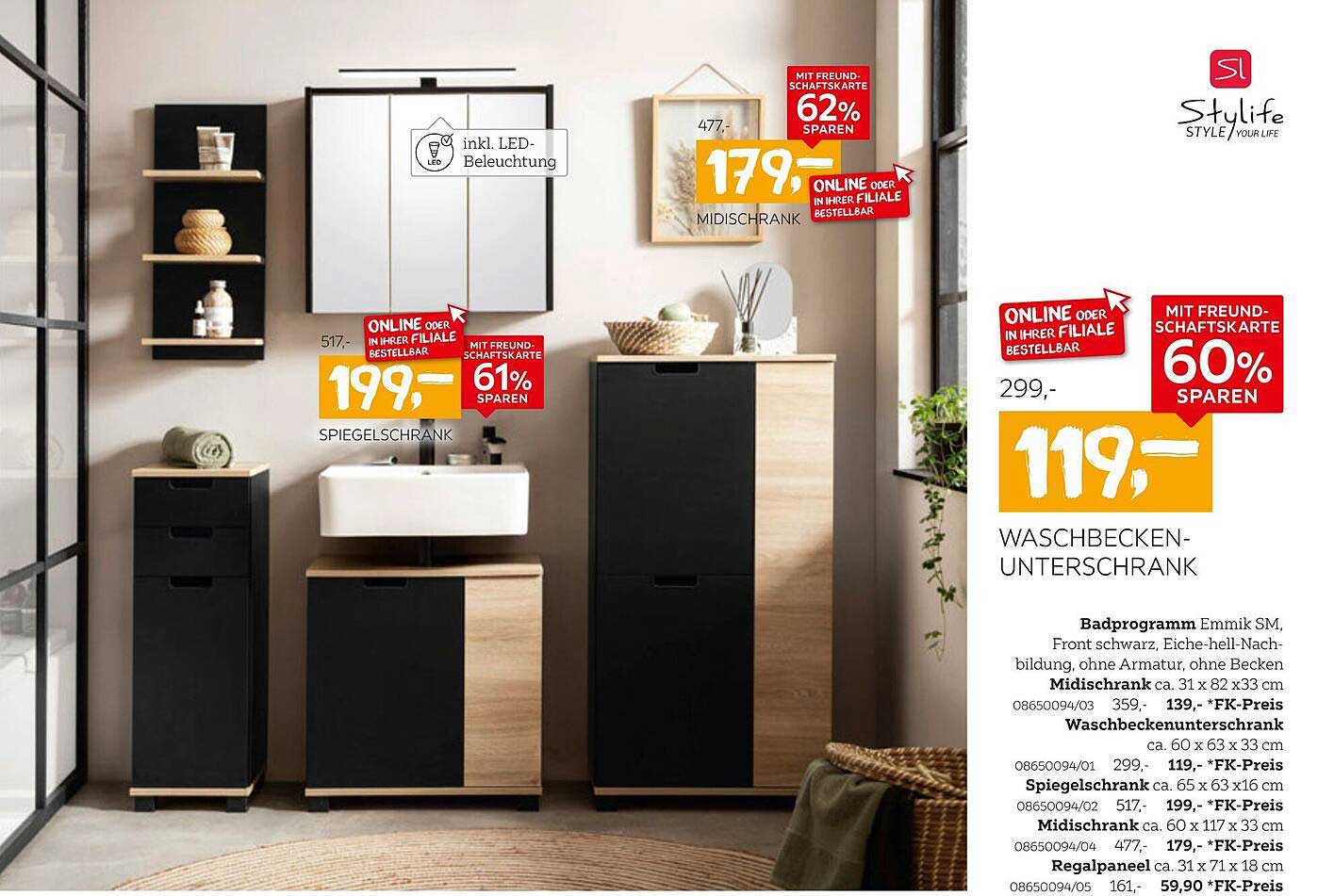 Waschbeckenunterschrank Emmik SM - jetzt nur 119,-