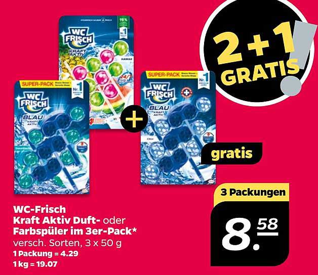 WC-Frisch Kraft Aktiv Duft- oder Farbsüler im 3er-Pack - 2+1 GRATIS