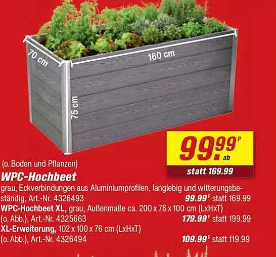WPC-Hochbeet XL grau (Art.-Nr. 4326493)