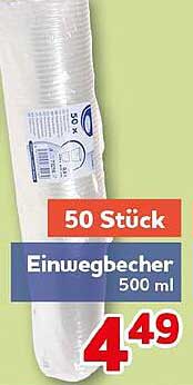 50 Stück Einwegbecher 500 ml