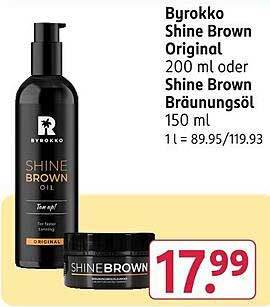 Byrokko Shine Brown Original 200 ml oder Shine Brown Bräunungsöl 150 ml