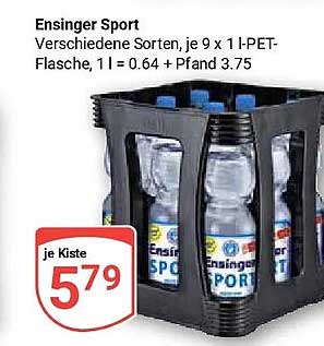 Ensinger Sport Verschiedene Sorten, je 9 x 1 l-PET-Flasche, 1 l = 0.64 + Pfand 3.75