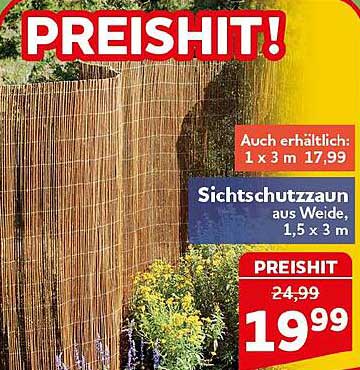 Sichtschutzzaun aus Weide, 1,5 x 3 m