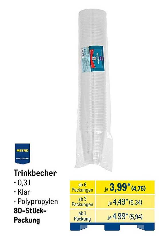 Trinkbecher • 0,3 l • Klar • Polypropylen 80-Stück-Packung