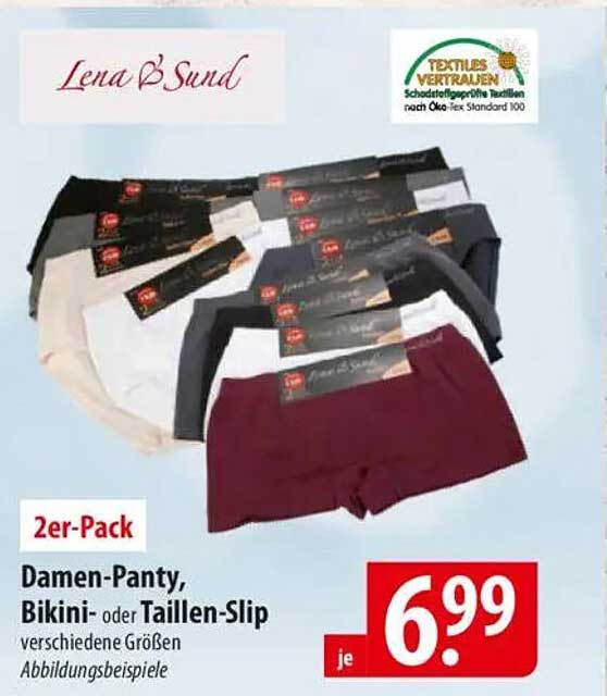 2er-Pack Damen-Panty, Bikini- oder Taillen-Slip in verschiedenen Größen