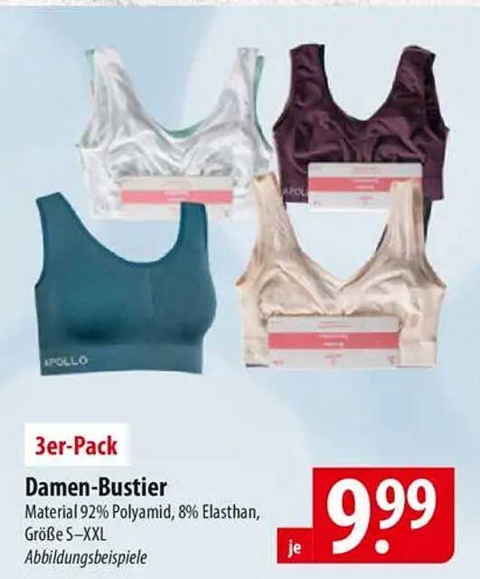 3er-Pack Damen-Bustier