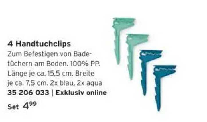 4 Handtuchclips zum Befestigen von Badetüchern am Boden