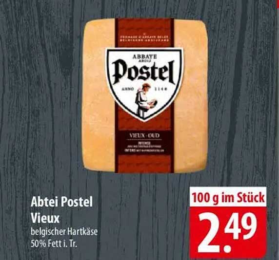 Abtei Postel Vieux belgischer Hartkäse 50% Fett i. Tr.