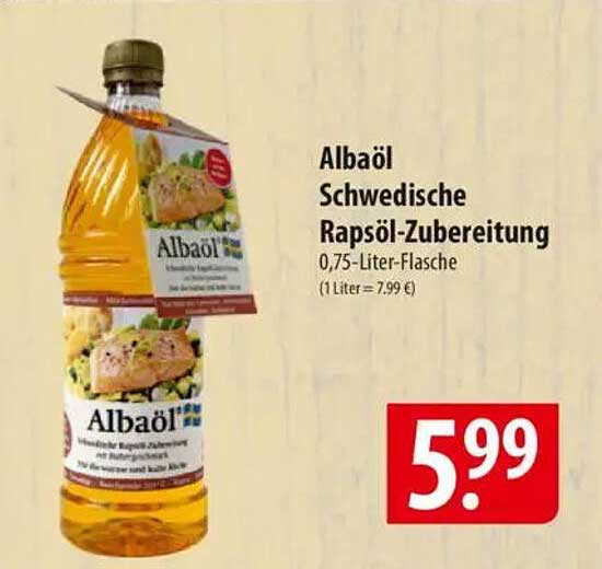 Albaöl Schwede Rapsöl-Zubereitung 0,75-Liter-Flasche
