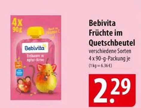 Bebivita Früchte im Quetschbeutel - verschiedene Sorten