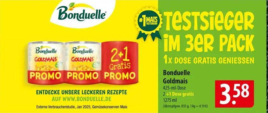 Bonduelle Goldmais 3er Pack – 2+1 Dose gratis