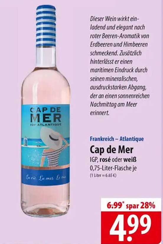 Cap de Mer IGP, rosé oder weiß 0,75-Liter-Flasche