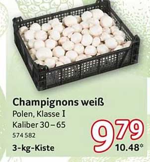 Champignons weiß, 3-kg-Kiste aus Polen, Klasse I