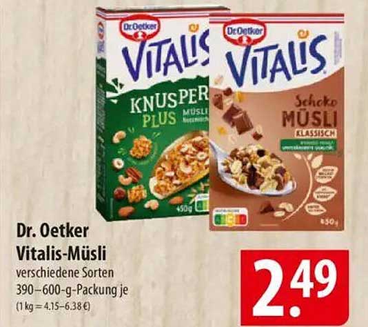 Dr. Oetker Vitalis-Müsli verschiedene Sorten 390-600-g-Packung je