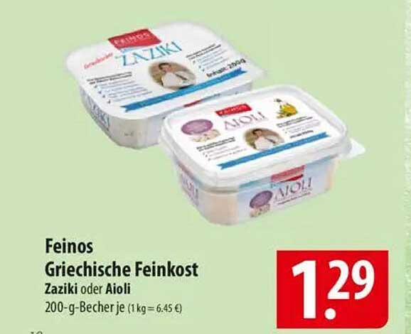 Feinos Griechische Feinkost Zaziki oder Aioli 200-g-Becher