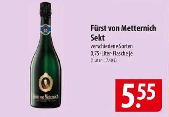Fürst von Metternich Sekt - verschiedene Sorten 0,75-Liter-Flasche je