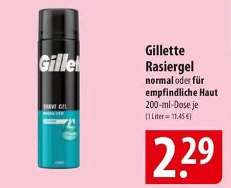 Gillette Rasiergel normal oder für empfindliche Haut 200-ml-Dose
