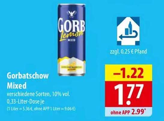 Gorbatschow Mixed verschiedene Sorten, 10% vol, 0,33-Liter-Dose