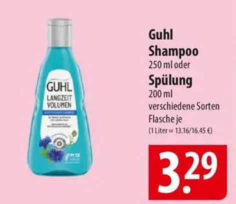 Guhl Shampoo 250 ml oder Spülung 200 ml verschiedene Sorten Flasche je