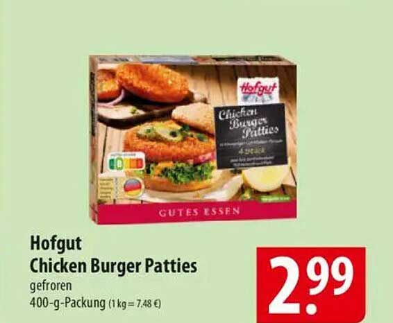 Hofgut Chicken Burger Patties 400 g - Gefroren