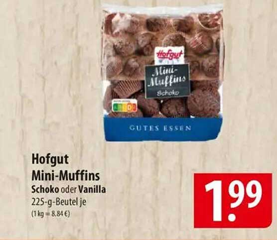Hofgut Mini-Muffins Schoko oder Vanilla 225-g-Beutel je