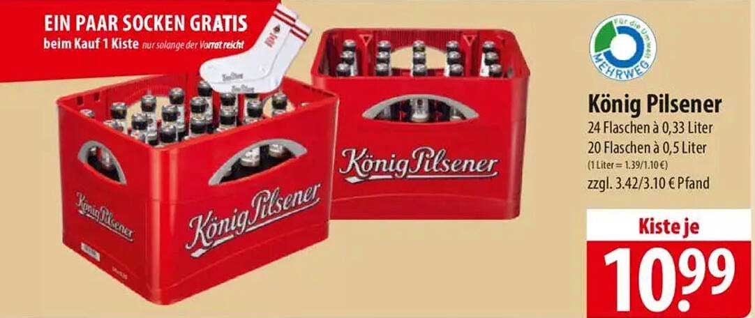 König Pilsener Kiste mit Gratis-Socken!